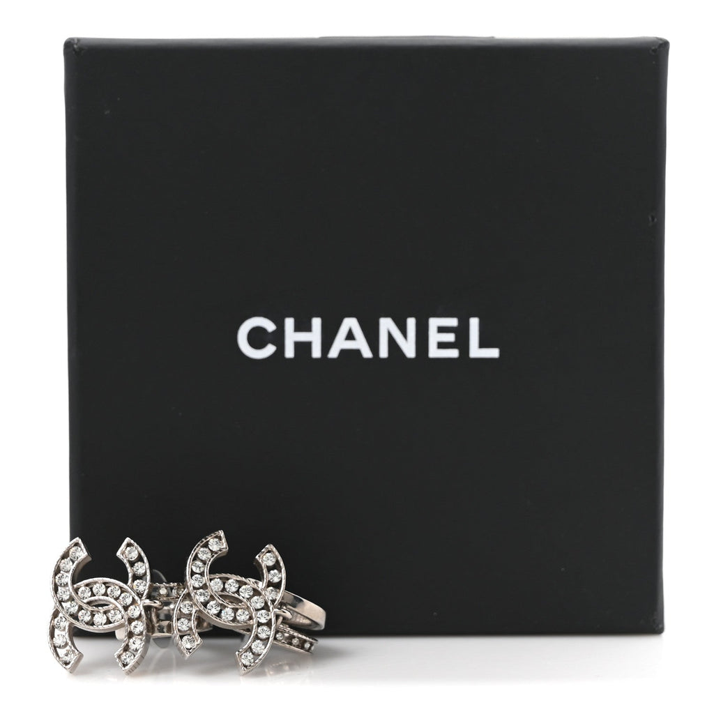 Crystal CC Drop Earrings Silver