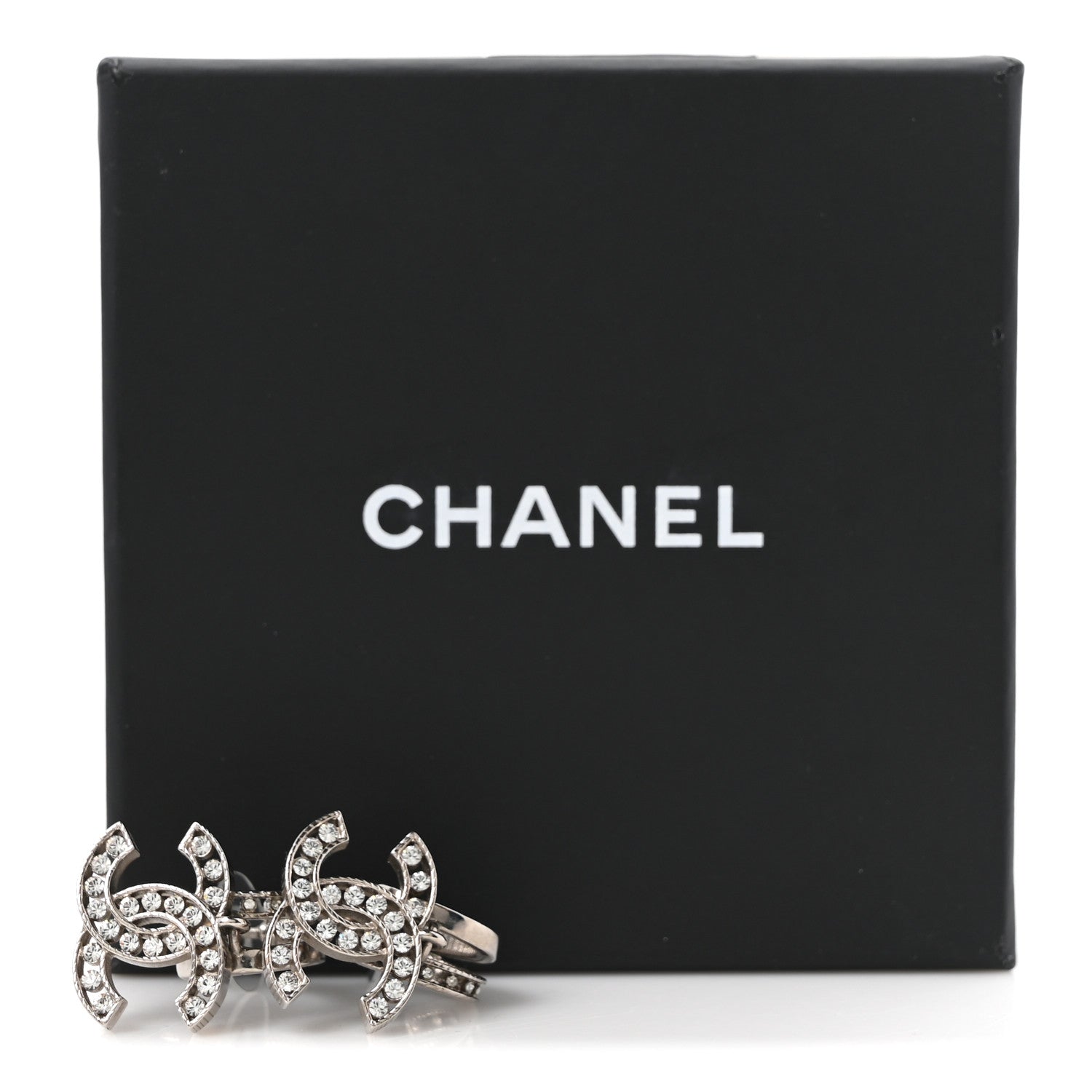 Crystal CC Drop Earrings Silver