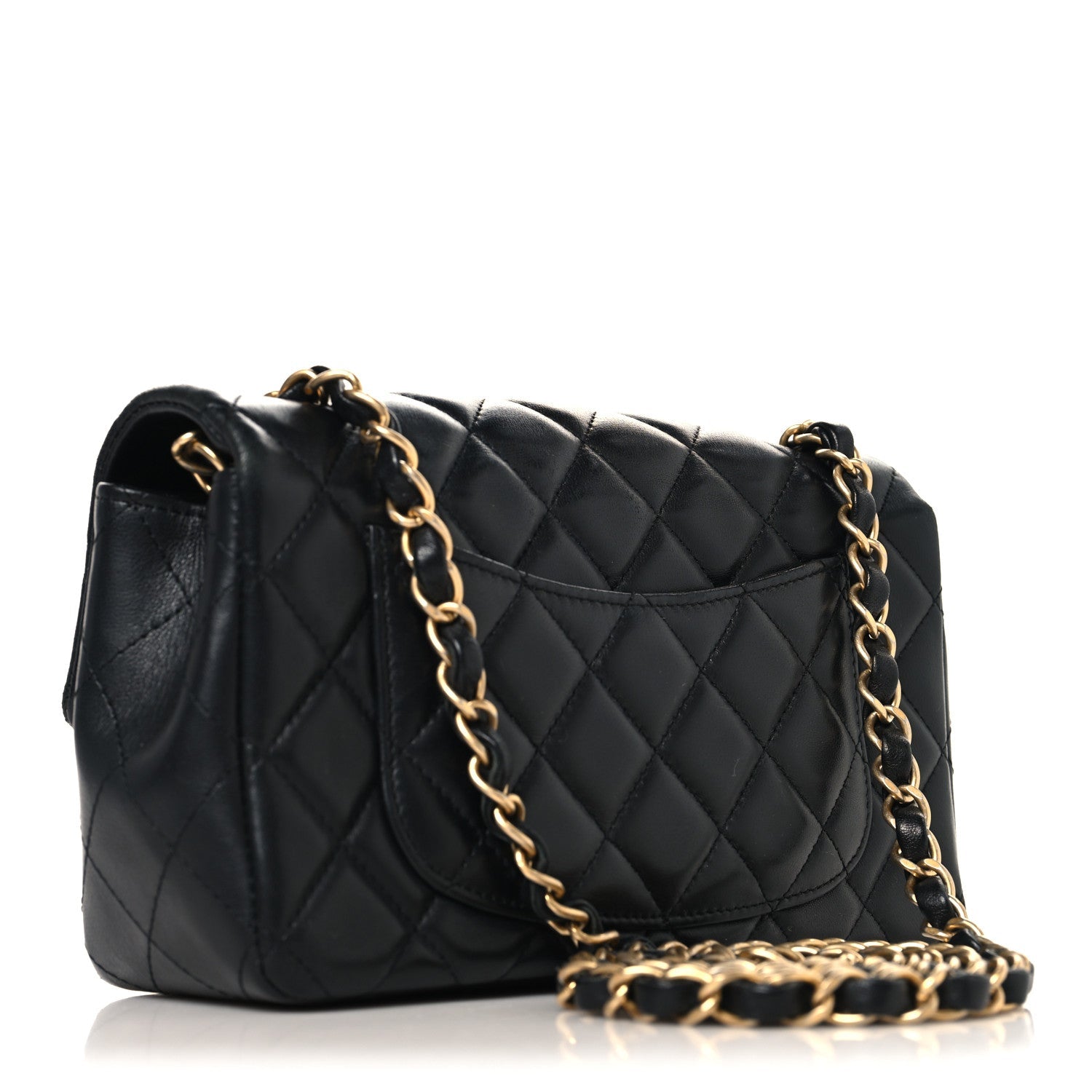 Chanel Lambskin Quilted Mini Rectangular Flap Black