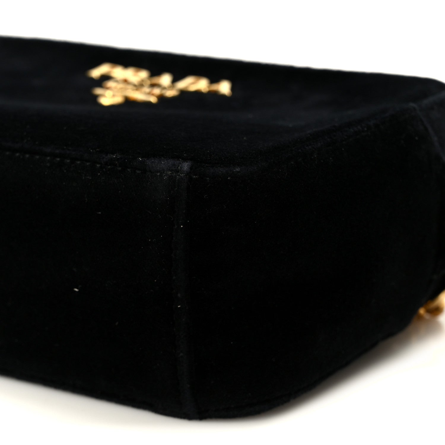Prada Velluto Zip Top Chain Shoulder Bag Black