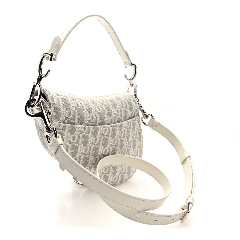 Christian Dior Oblique Mini Saddle Bag With Strap Latte Grey