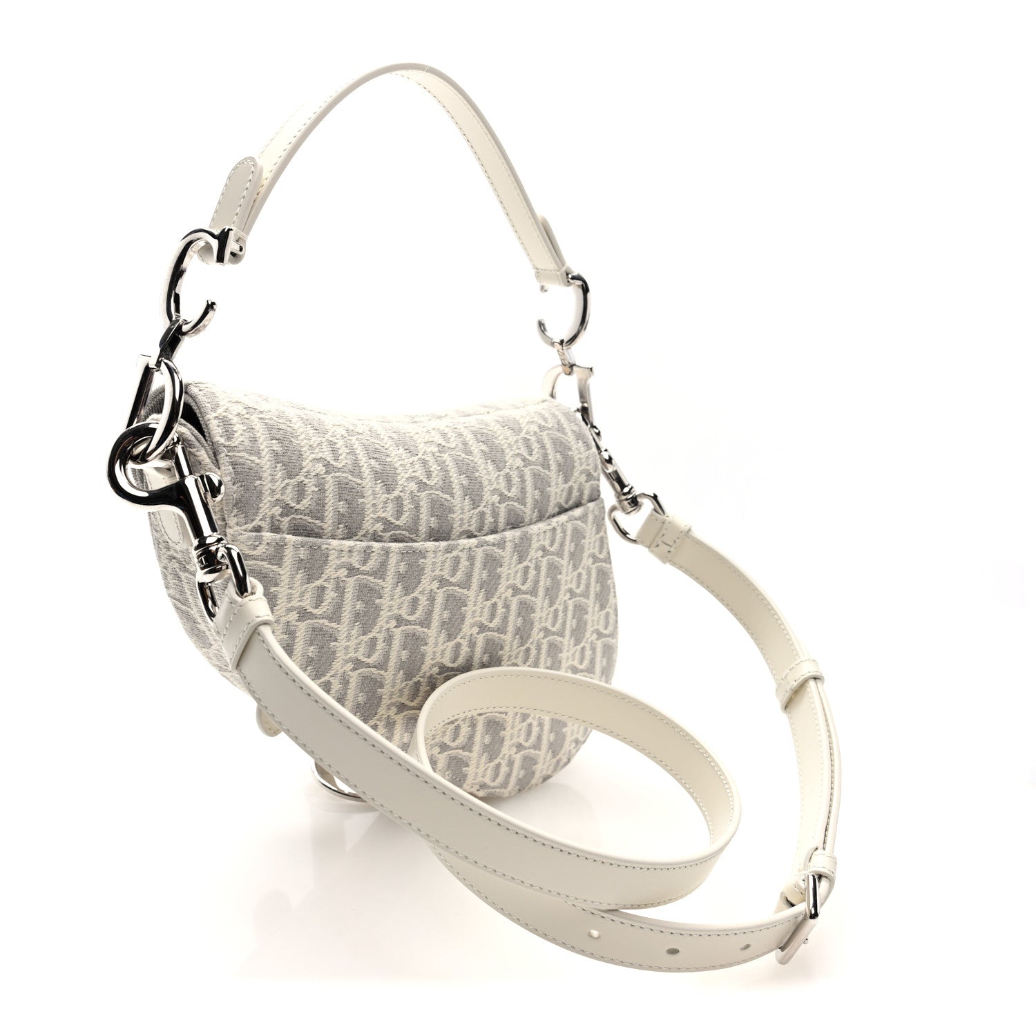 Christian Dior Oblique Mini Saddle Bag With Strap Latte Grey
