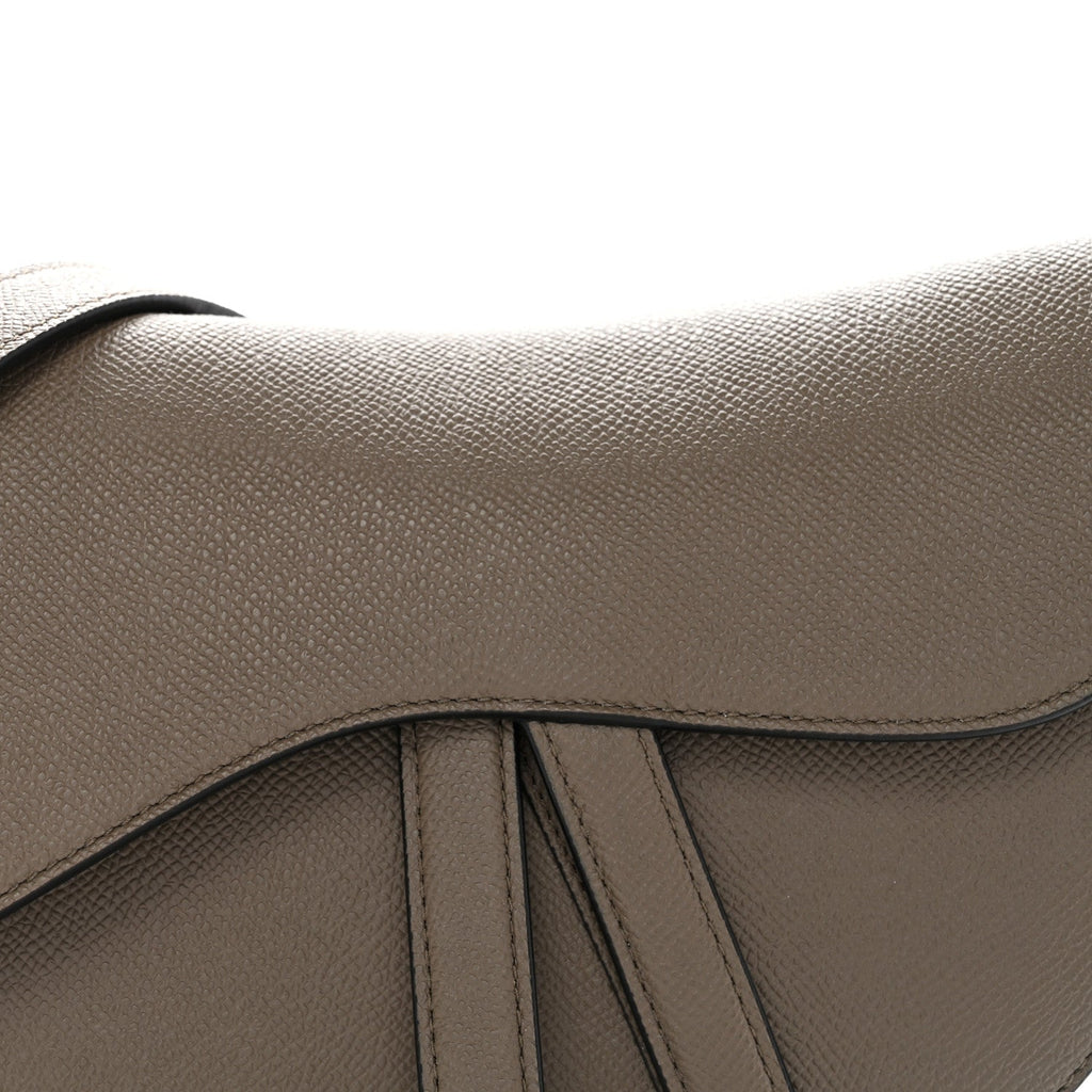 Christian Dior Grained Calfskin Saddle Bag With Strap Clay Green