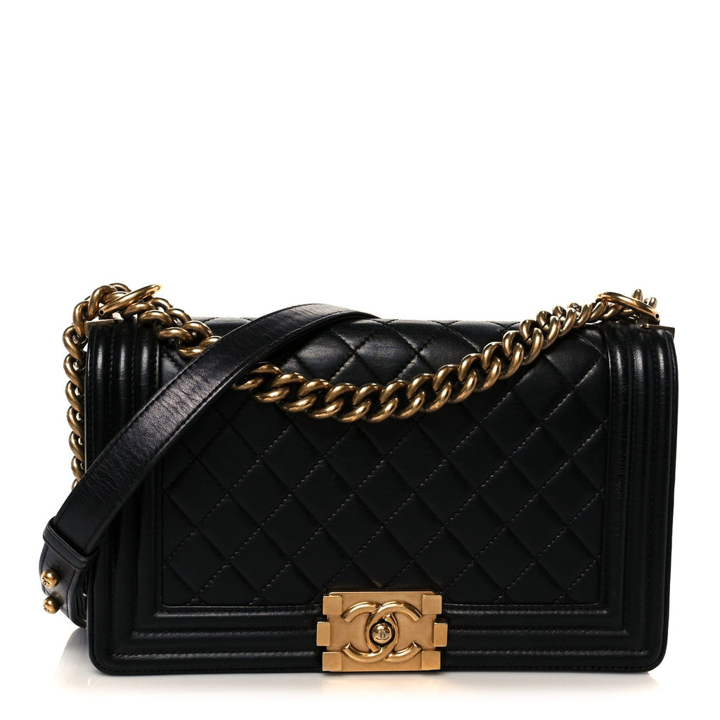 Chanel Lambskin Quilted Medium Boy Flap Black