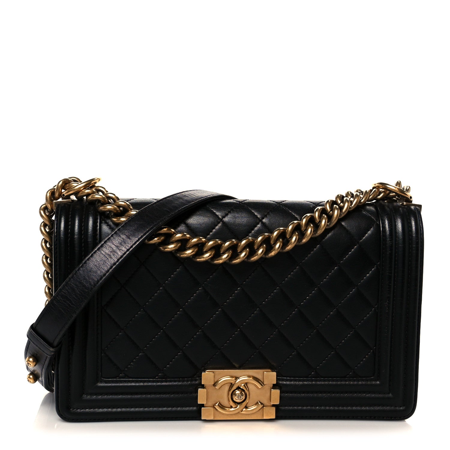 Chanel Lambskin Quilted Medium Boy Flap Black
