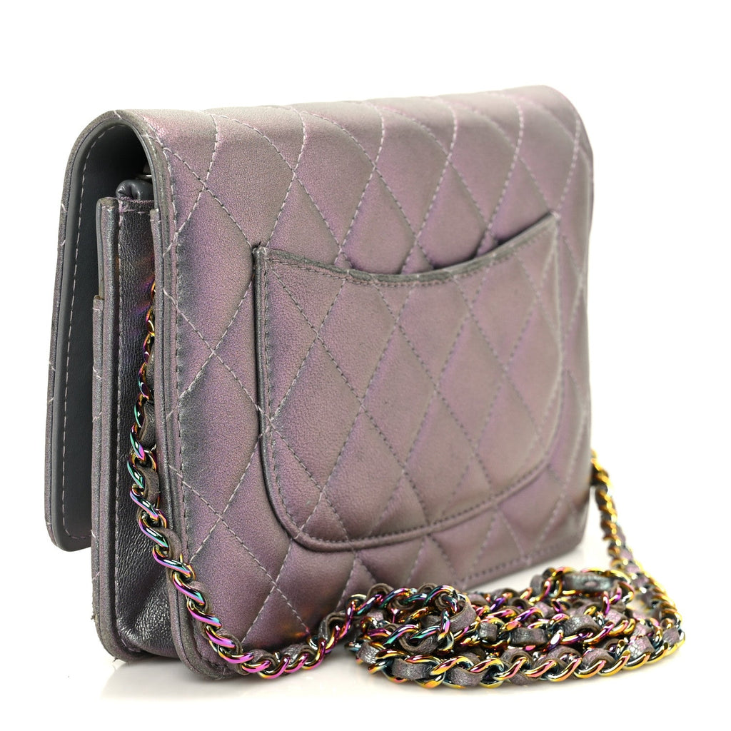 Chanel Iridescent Lambskin Quilted Reissue Wallet On Chain WOC Light Purple