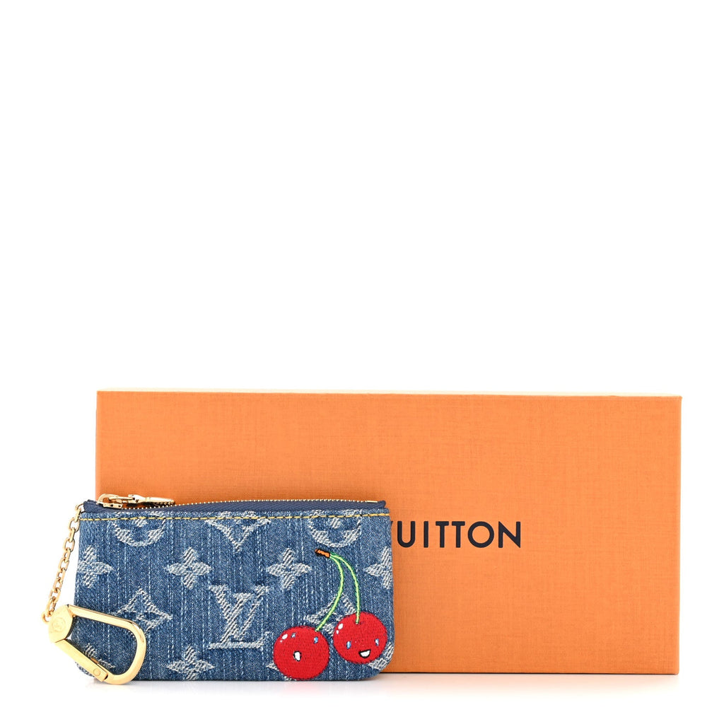 Louis Vuitton LV X TM Monogram Denim Cerises Key Pouch Blue