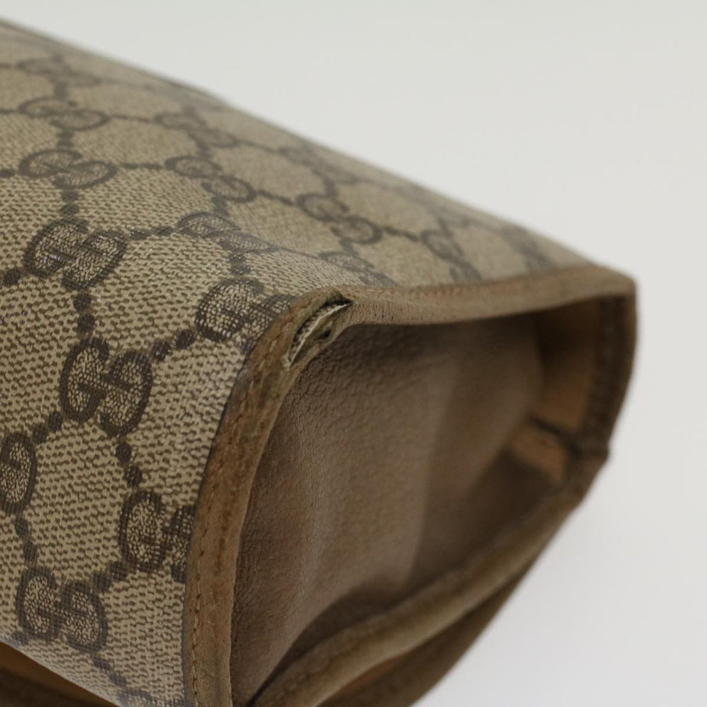 GUCCI GG Canvas Web Sherry Line Clutch Bag PVC Leather Beige Green  43092