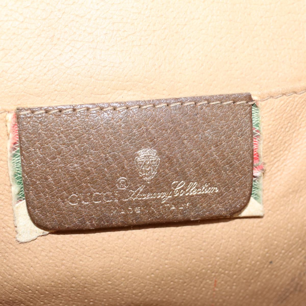 GUCCI GG Canvas Web Sherry Line Clutch Bag PVC Leather Beige Green  43092