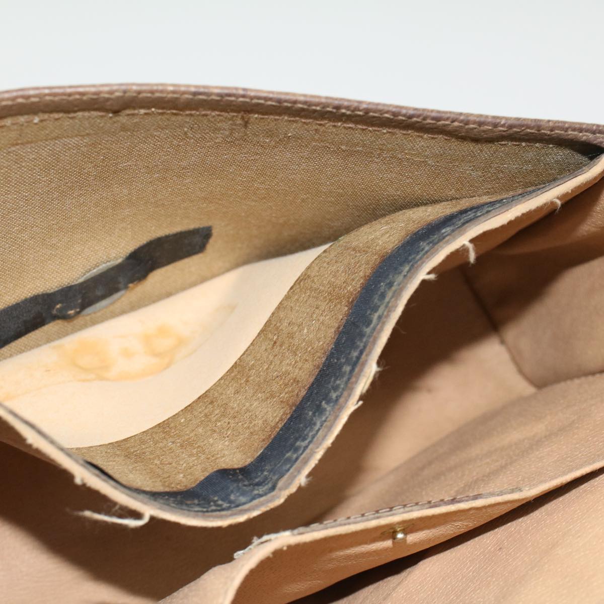GUCCI GG Canvas Web Sherry Line Clutch Bag PVC Leather Beige Green  43092