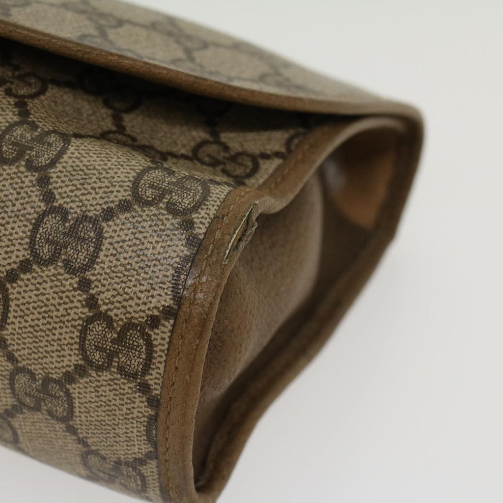 GUCCI GG Canvas Web Sherry Line Clutch Bag PVC Leather Beige Green  43092