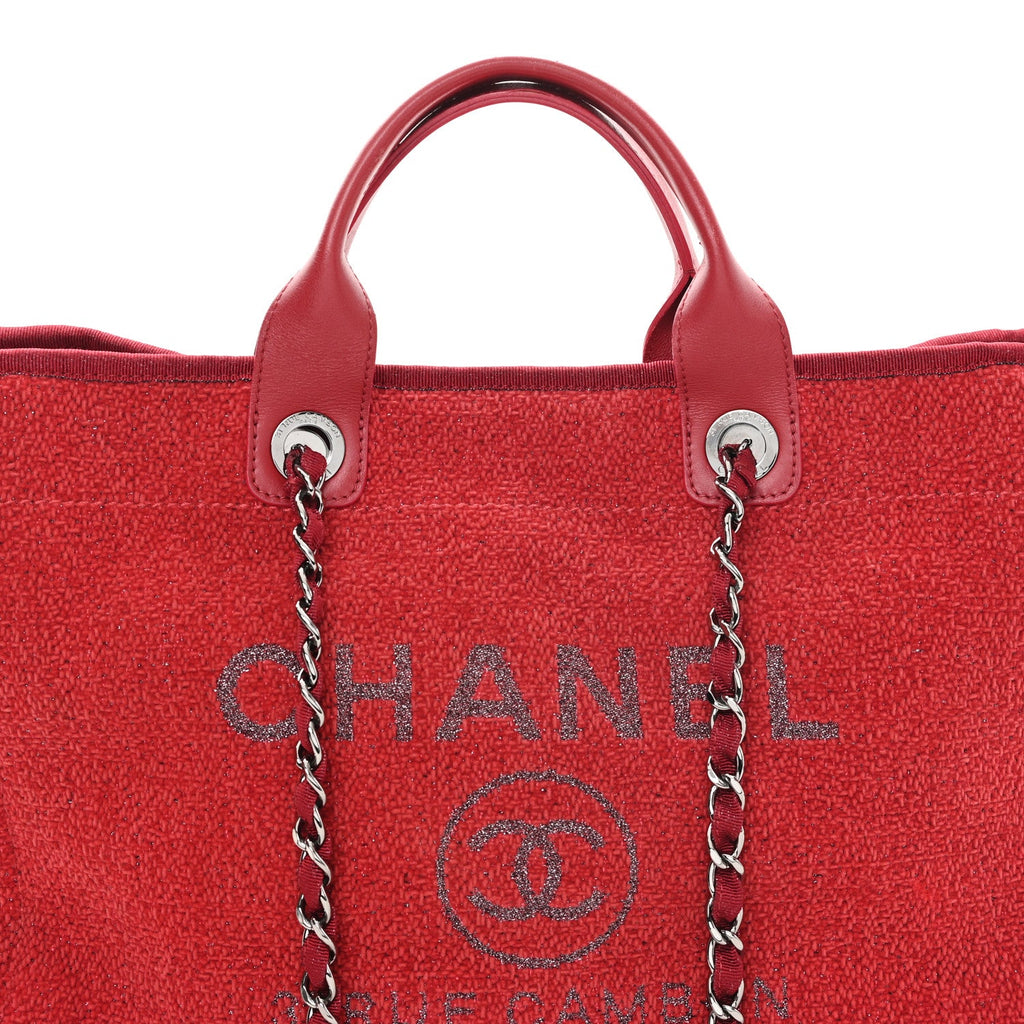Chanel Lurex Boucle Medium Deauville Tote Red