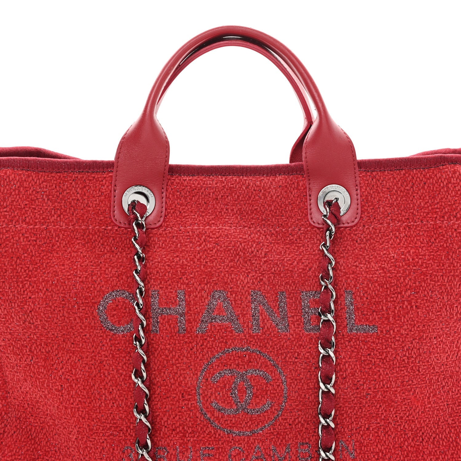 Chanel Lurex Boucle Medium Deauville Tote Red