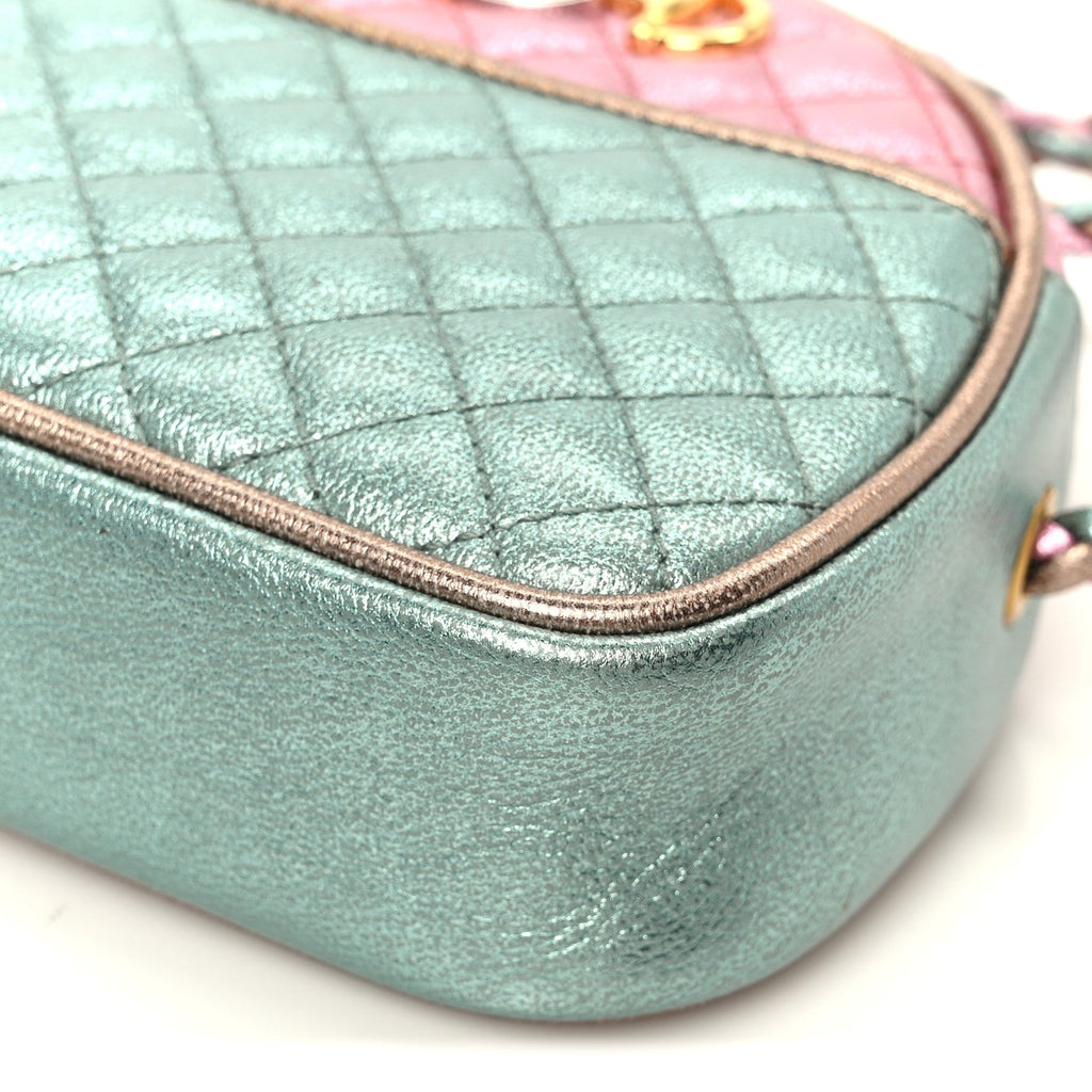 Gucci Laminated Nappa Trapuntata Mini Zumi Dome Shoulder Bag Rosa Lago Rame