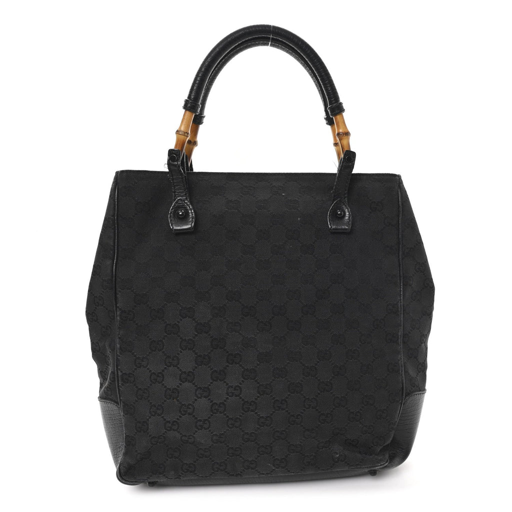 Gucci Monogram Bamboo Handle Bag Black