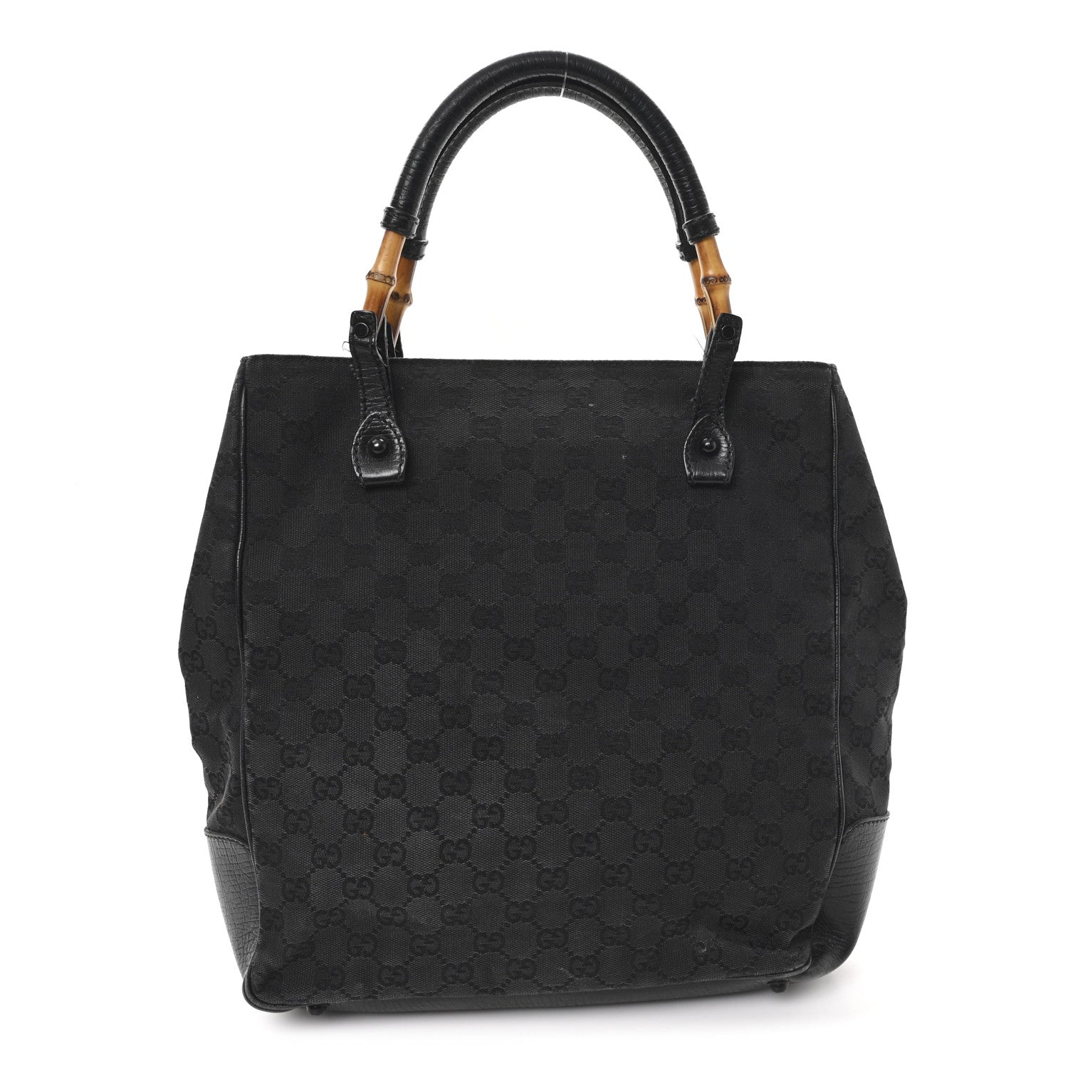 Gucci Monogram Bamboo Handle Bag Black