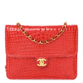 Chanel Shiny Alligator Small Single Flap Red