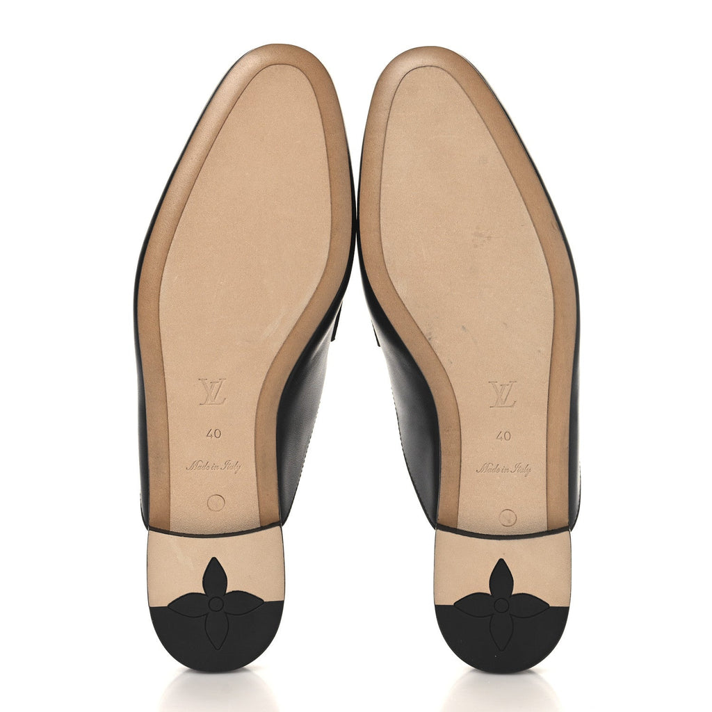 Louis Vuitton Calfskin LV Mare Open Back Loafers 40 Black