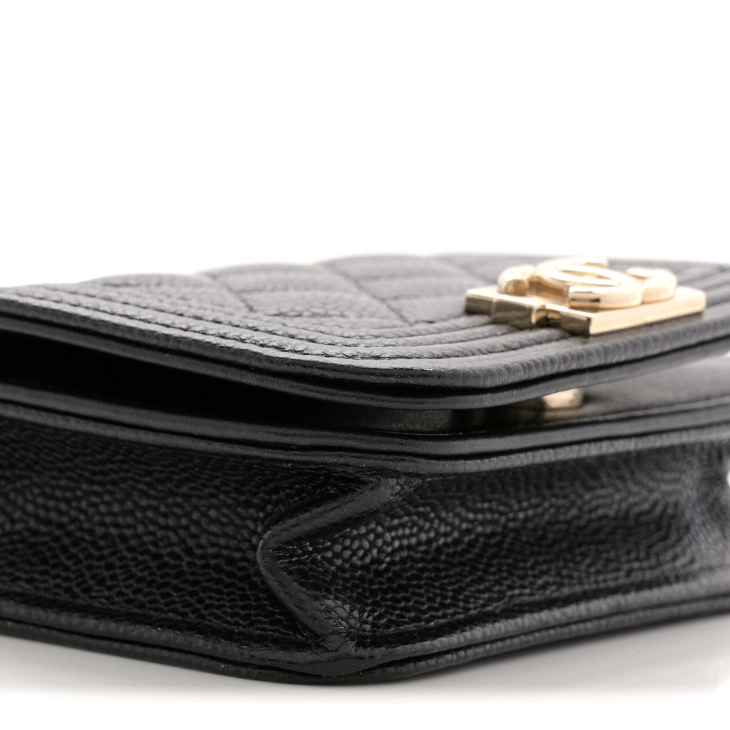Chanel Caviar Quilted Boy Flap Waist Belt Bag Black