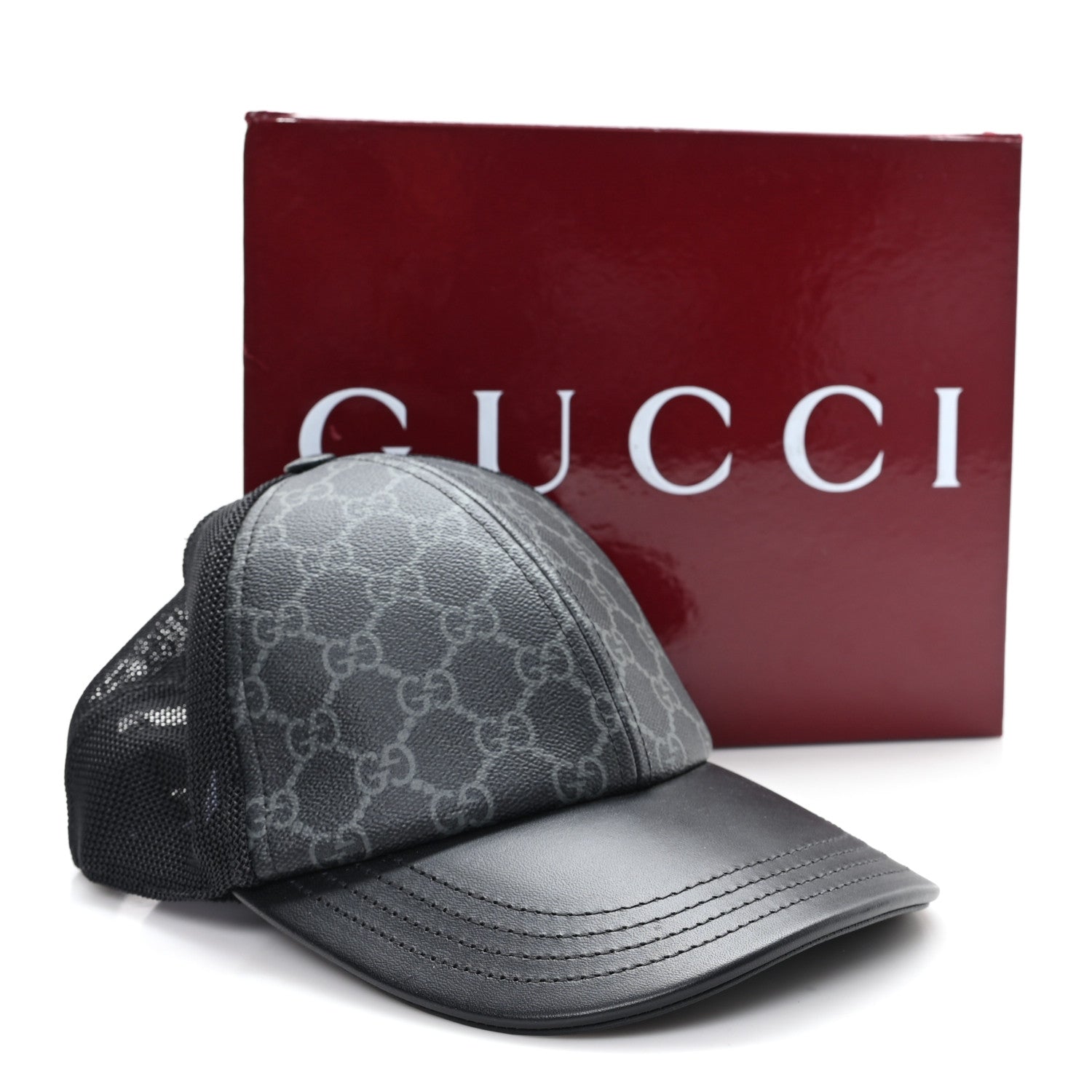 Gucci GG Supreme Monogram Baseball Hat M 58 Black