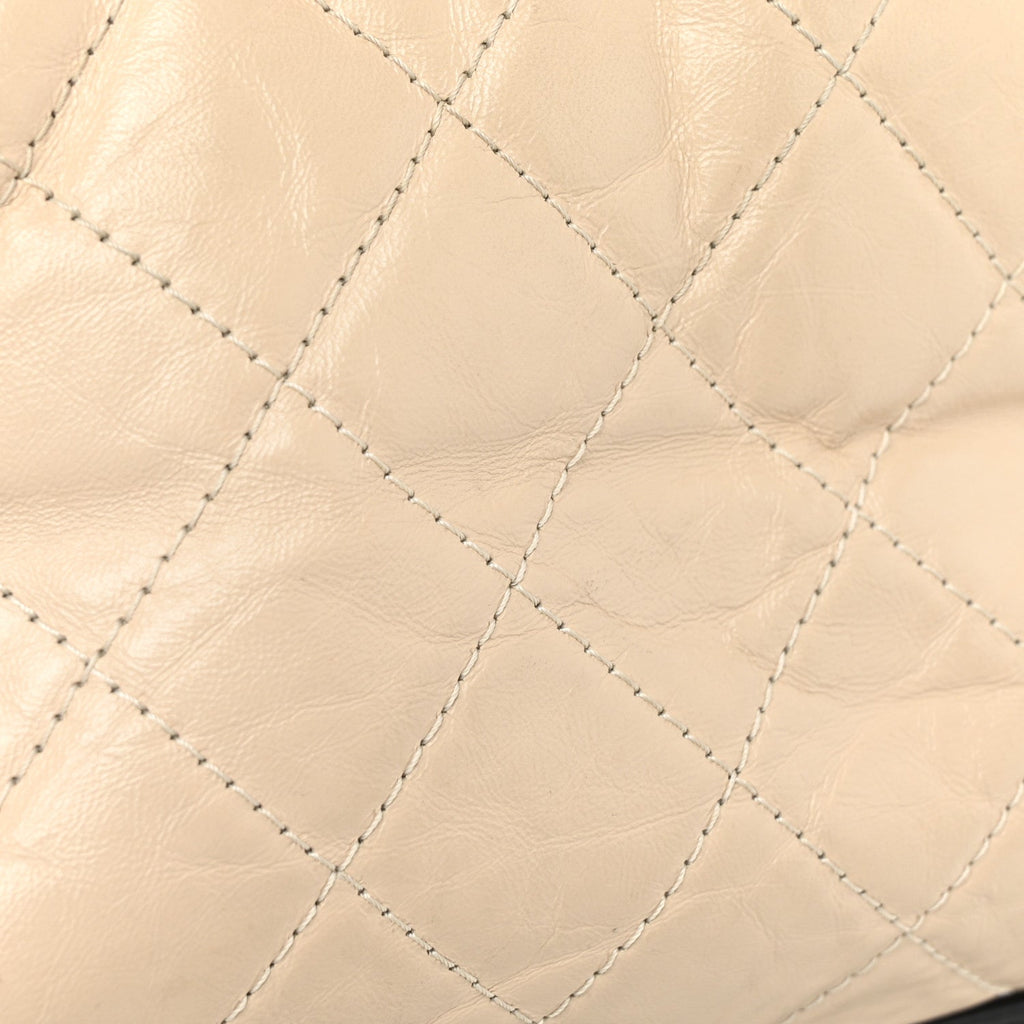 Chanel Aged Calfskin Quilted Medium Gabrielle Hobo Beige Black