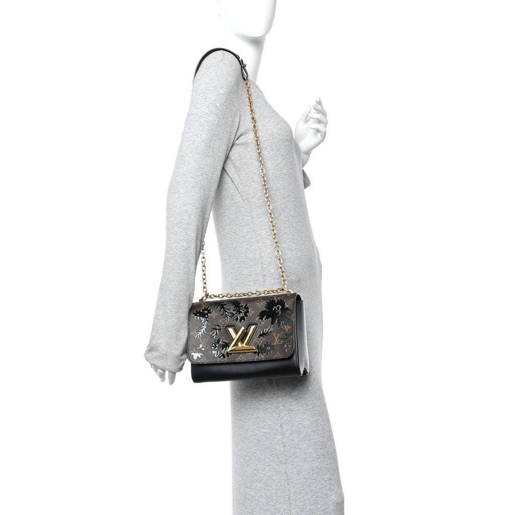 Louis Vuitton Calfskin Monogram Blossom Twist MM Black