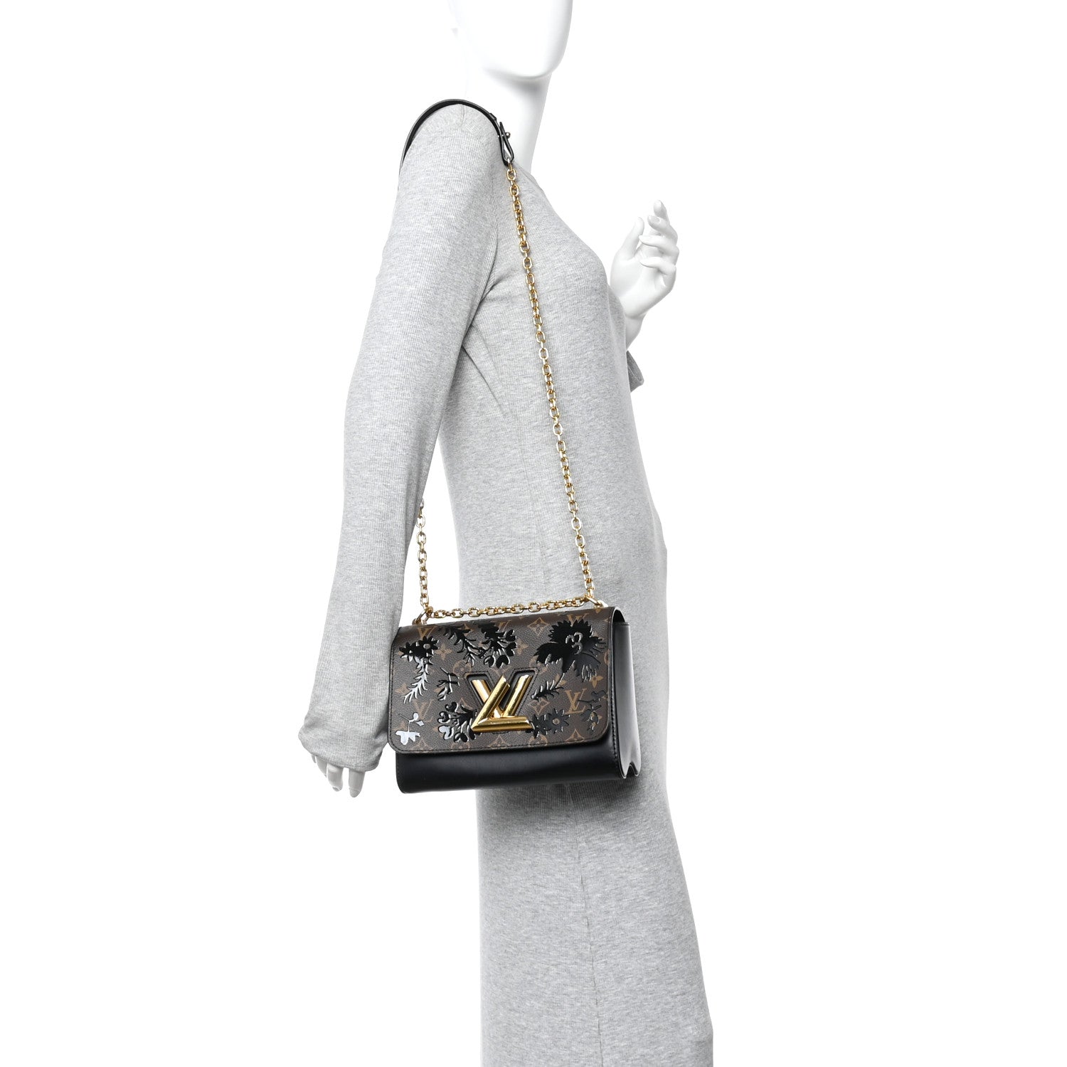 Louis Vuitton Calfskin Monogram Blossom Twist MM Black