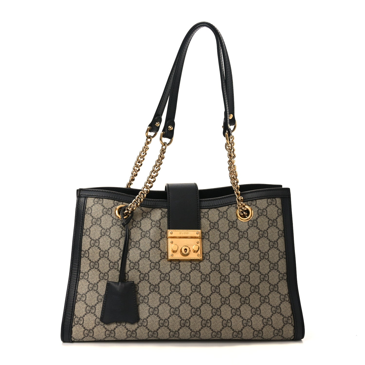 Gucci GG Supreme Monogram Medium Padlock Tote Black
