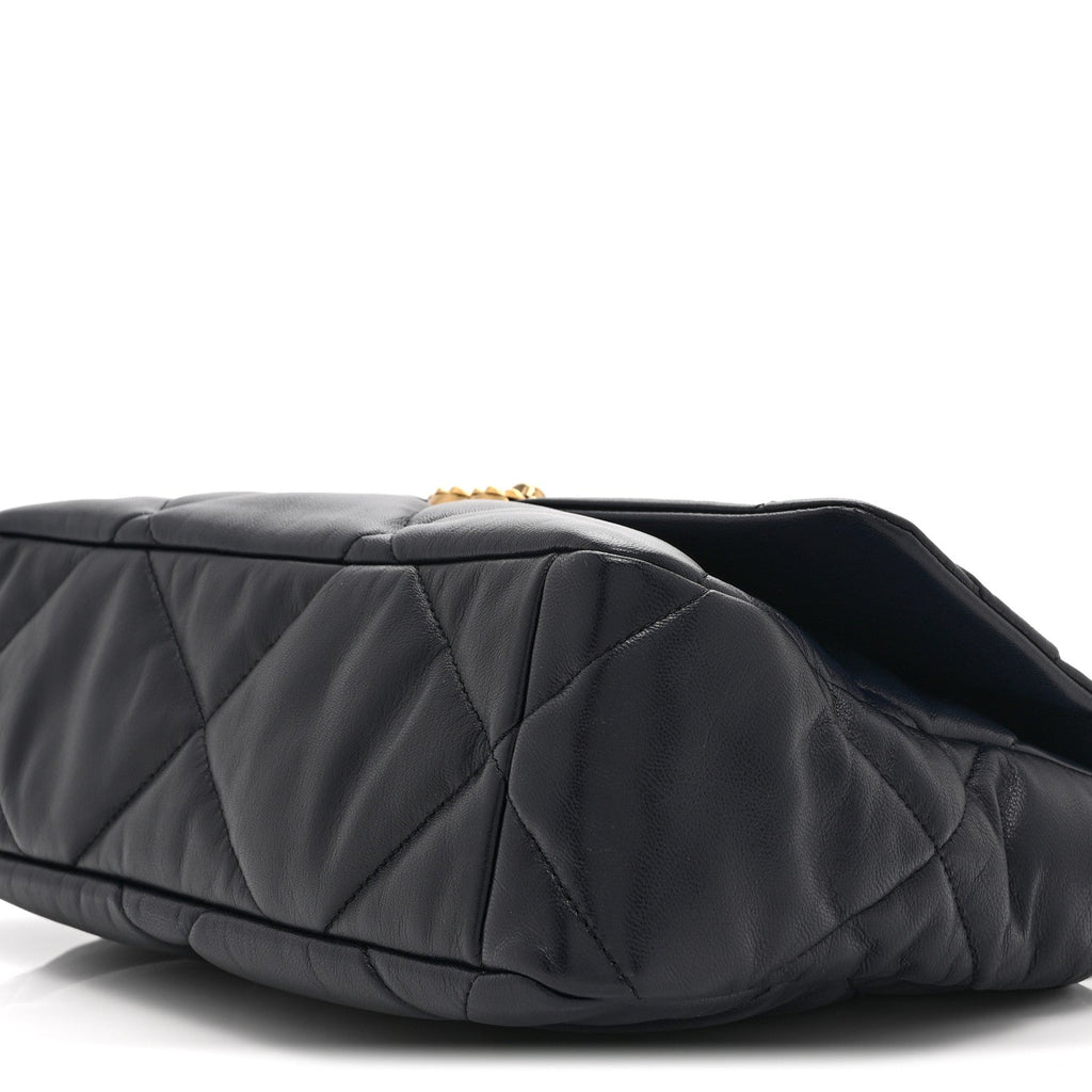 Chanel Lambskin Quilted Large Chanel 19 Flap Navy Blue