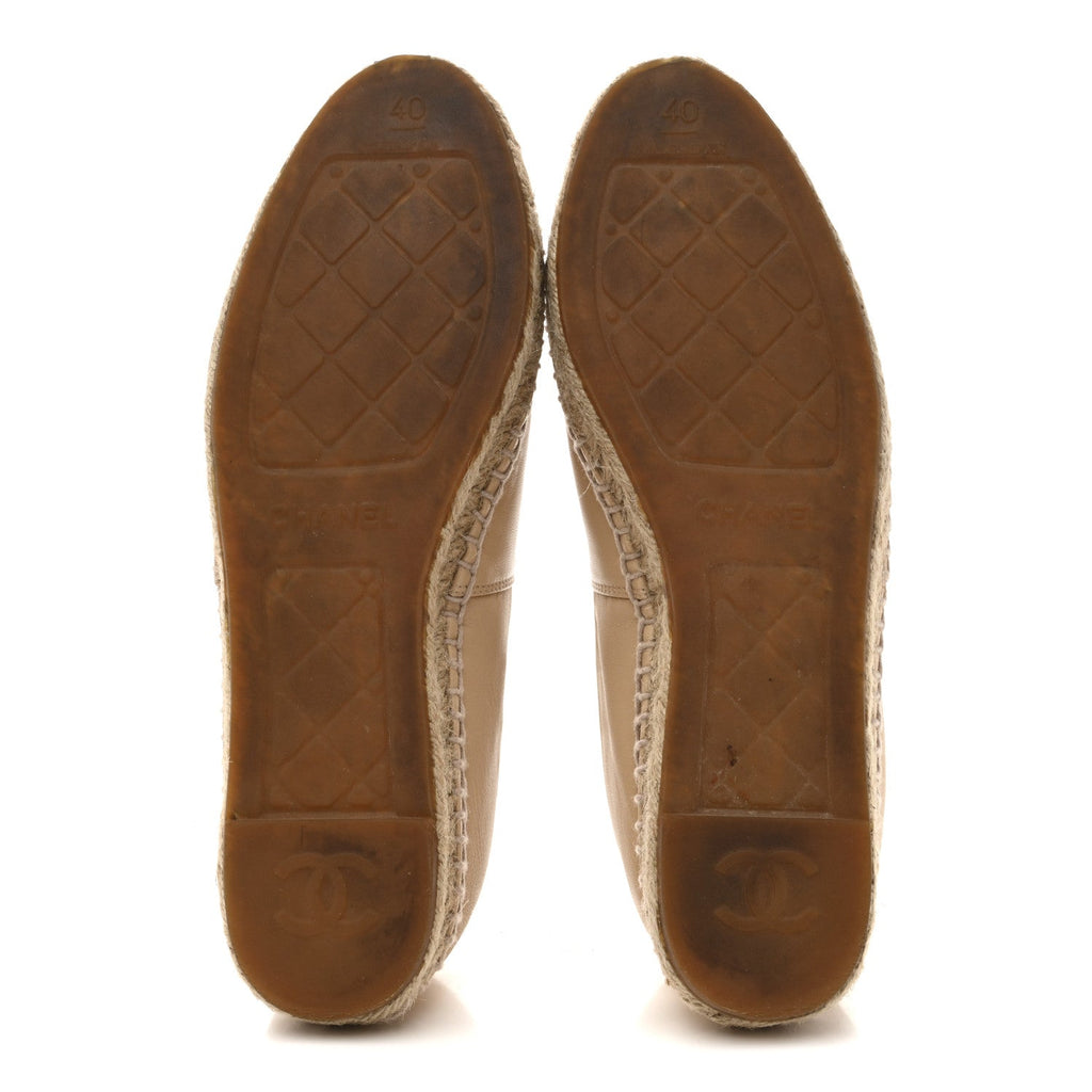 Lambskin CC Espadrilles 40 Beige Black