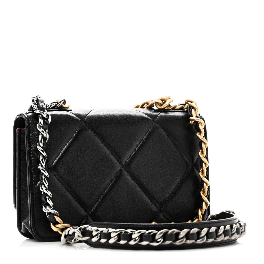 Chanel Lambskin Quilted Chanel 19 Wallet On Chain WOC Black
