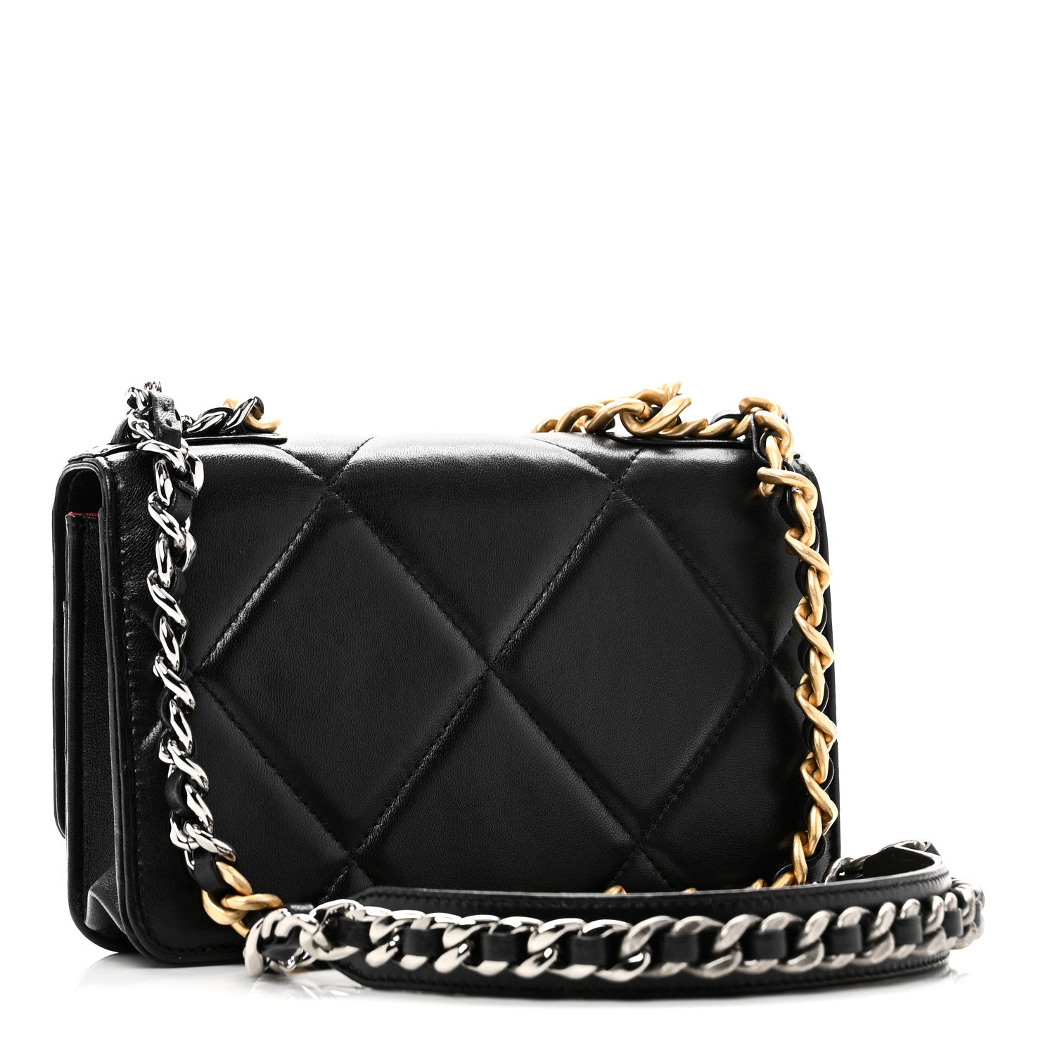 Chanel Lambskin Quilted Chanel 19 Wallet On Chain WOC Black