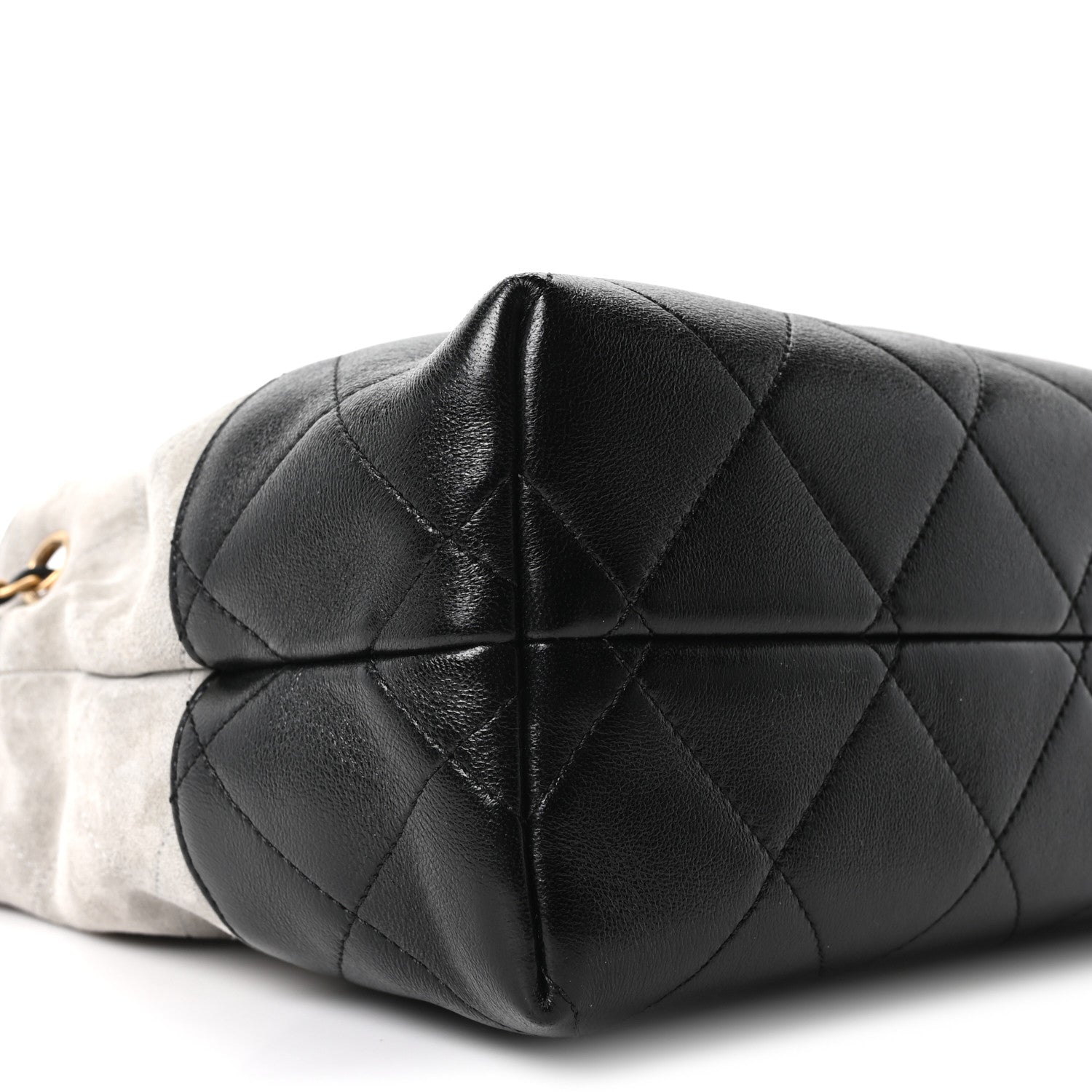Chanel Suede Calfskin Shiny Lambskin Quilted Small Coco Base Shopping Bag Grey Black
