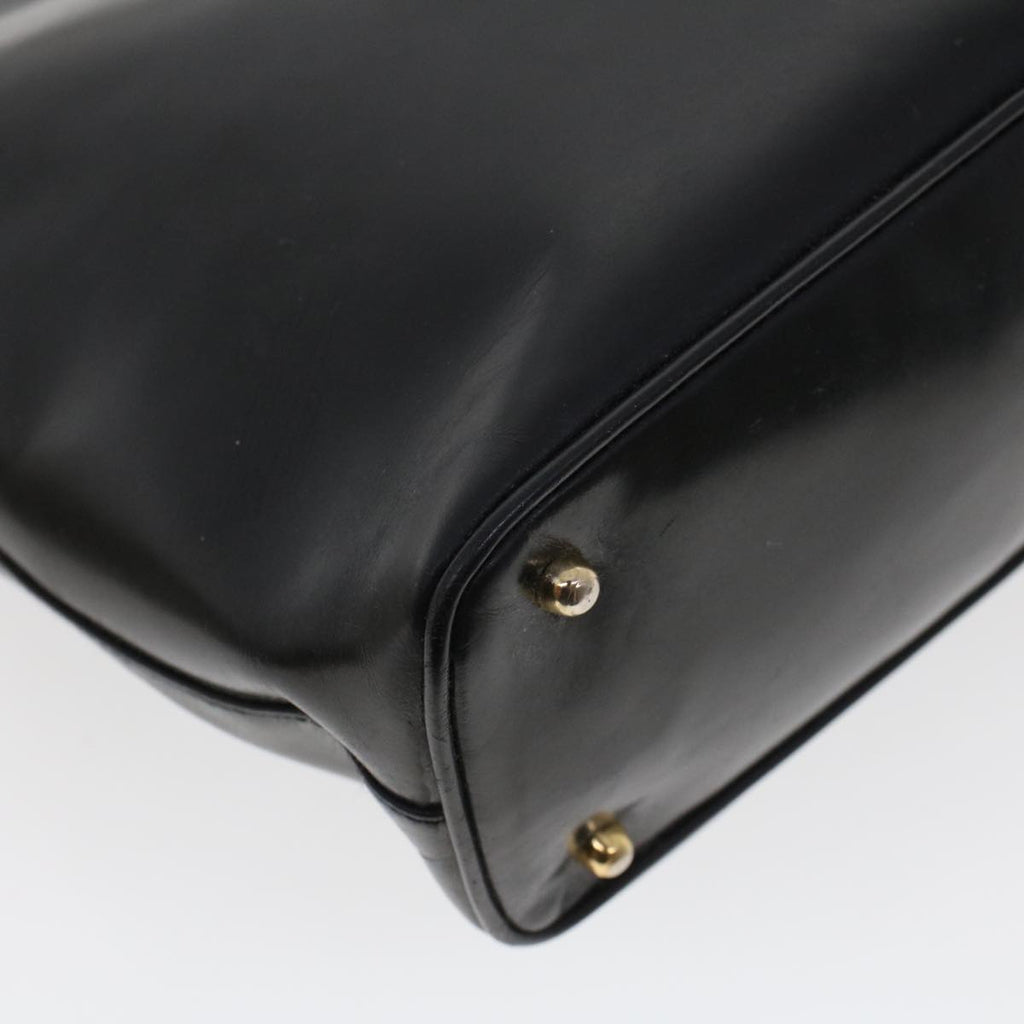 GUCCI Bamboo Gamaguchi Hand Bag Leather Black 000.781.0295  43320