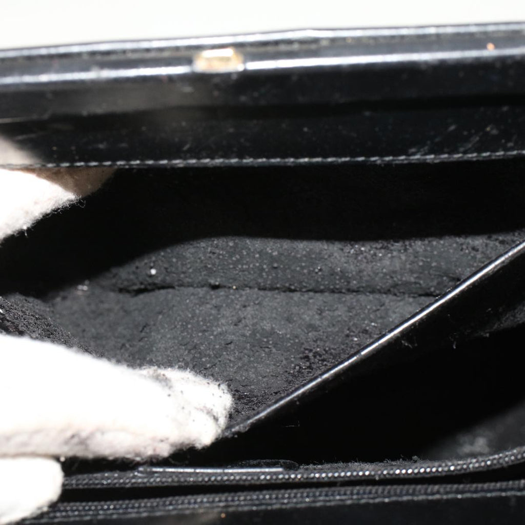 GUCCI Bamboo Gamaguchi Hand Bag Leather Black 000.781.0295  43320