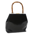 GUCCI Bamboo Gamaguchi Hand Bag Leather Black 000.781.0295  43320