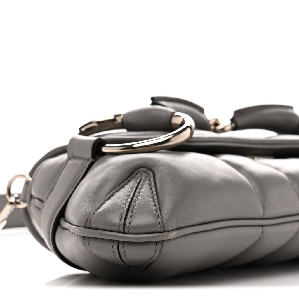 Gucci Nappa Vertical Matelasse Small Maxi Horsebit Chain Shoulder Bag Gray