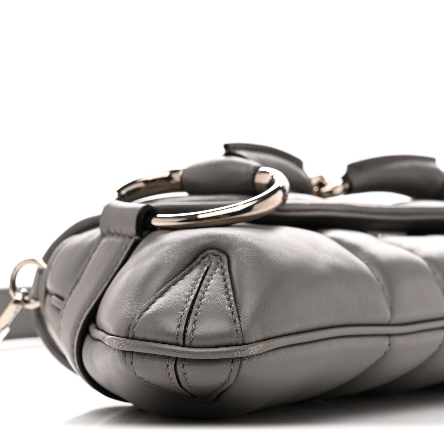 Gucci Nappa Vertical Matelasse Small Maxi Horsebit Chain Shoulder Bag Gray