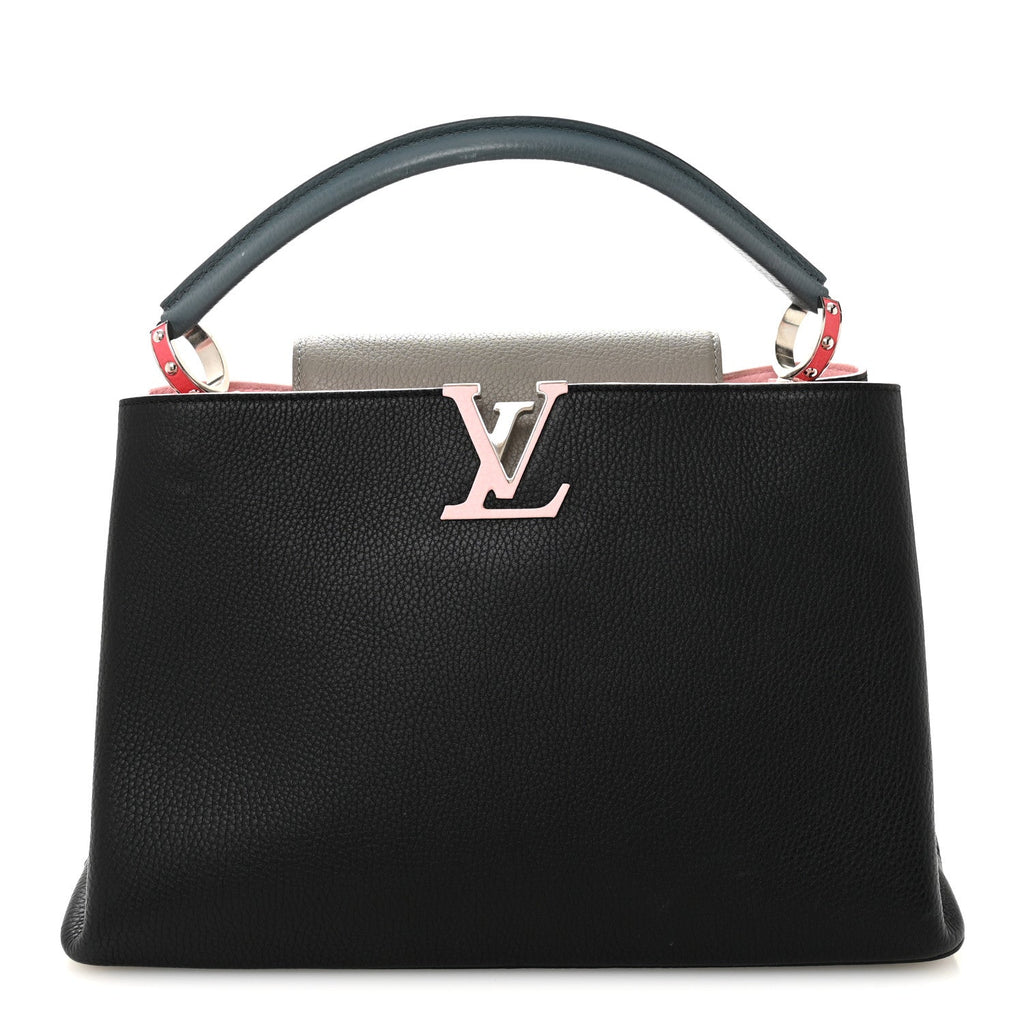 Louis Vuitton Taurillon Capucines MM Black General Blue Pink