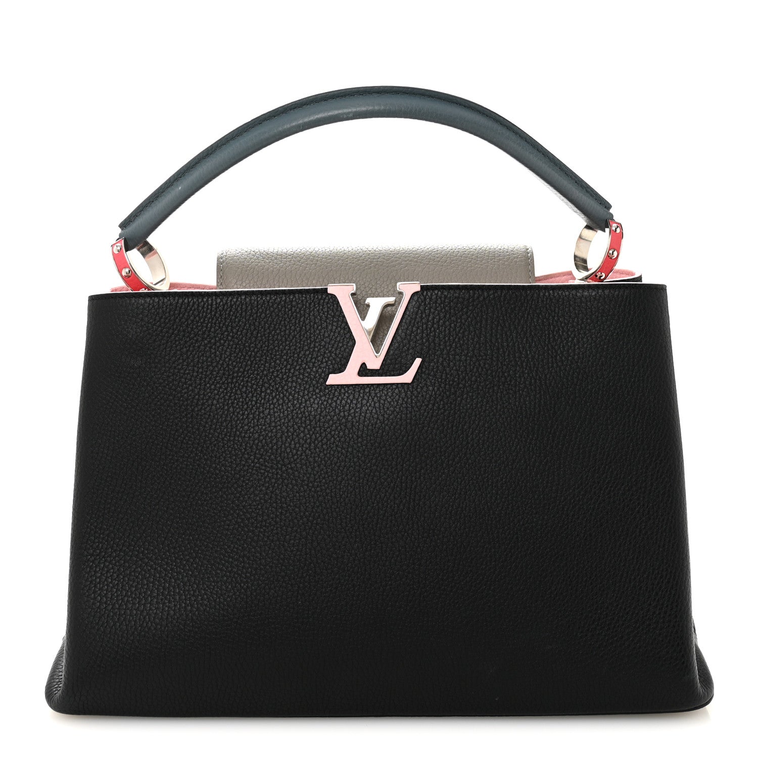 Louis Vuitton Taurillon Capucines MM Black General Blue Pink