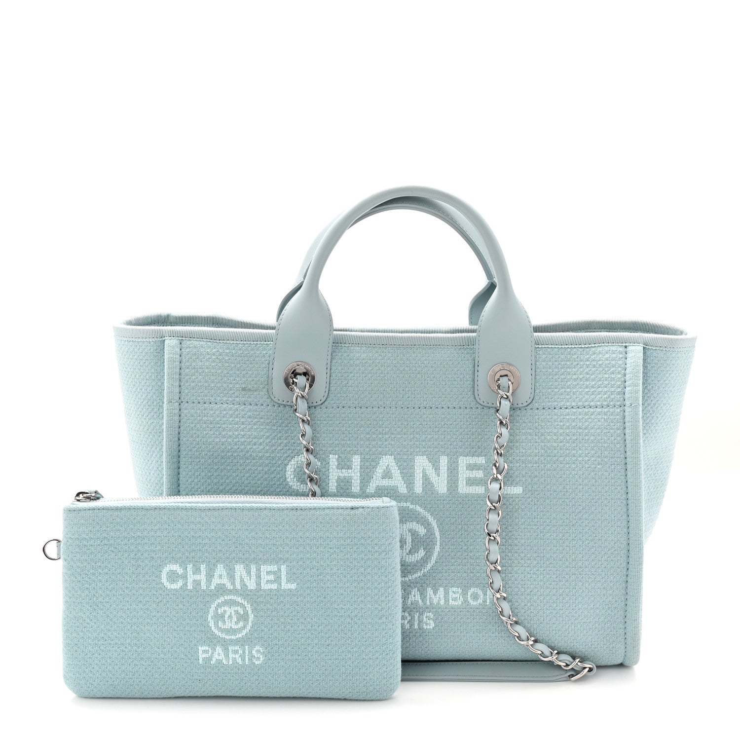 Chanel Mixed Fibers Small Deauville Tote Light Blue