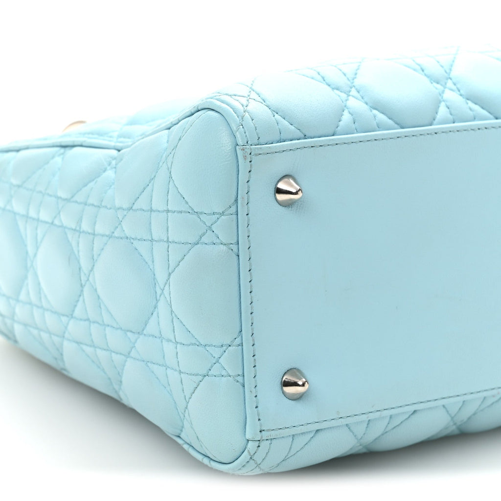 Christian Dior Lambskin Cannage Medium Lady Dior Light Blue