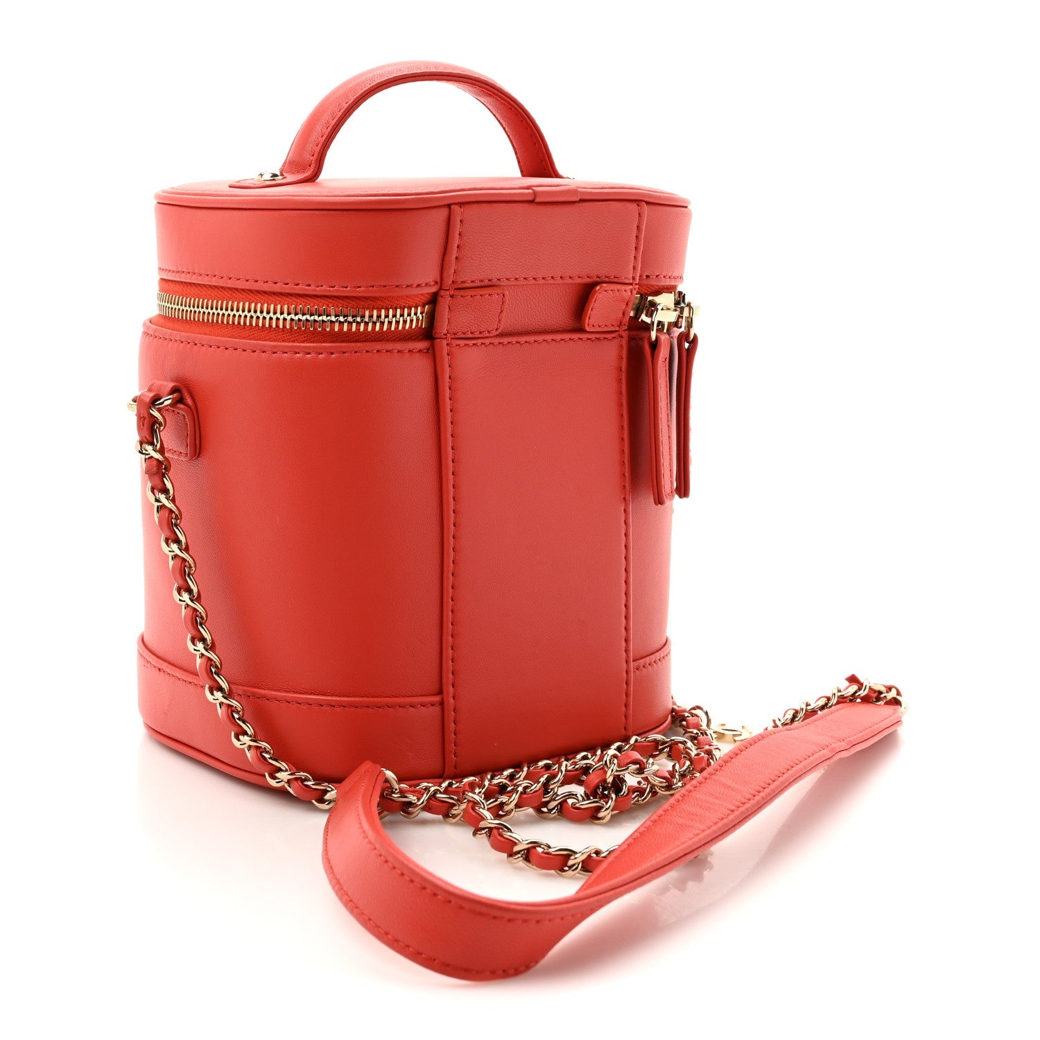 Chanel Lambskin Timeless Vanity Cosmetic Case Red