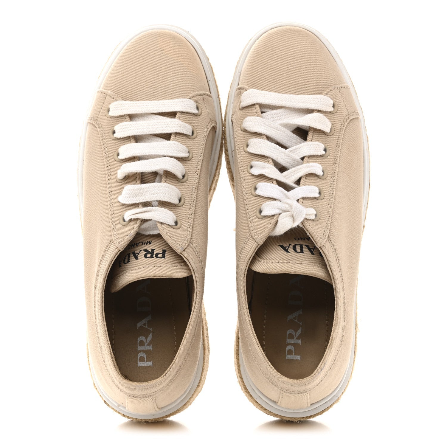 Prada Canvas Gabardine Espadrille 45mm Platform Sneakers 37.5 Corda