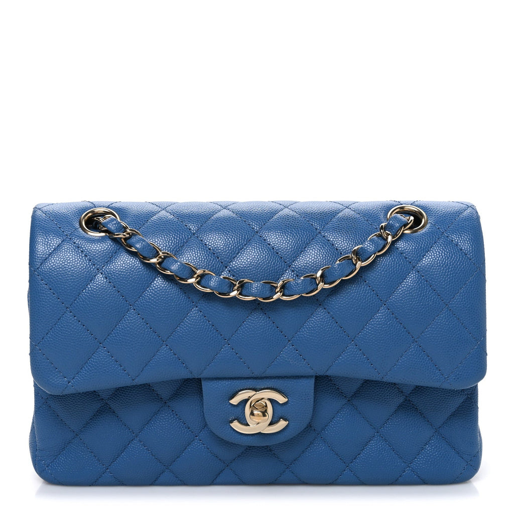 Chanel Caviar Quilted Medium Double Flap Blue