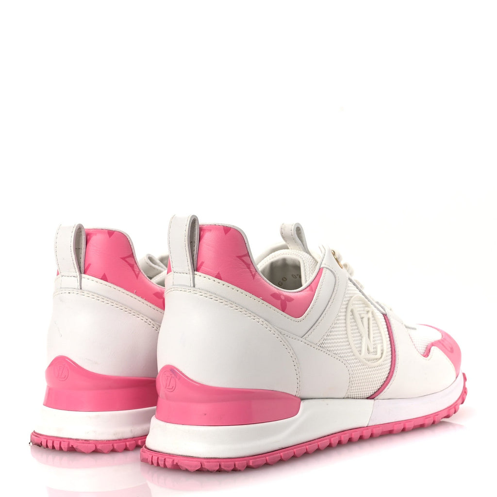 Louis Vuitton Calfskin Monogram Run Away Sneakers 38.5 White Pink
