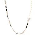 Pearl Baguette Crystal CC Choker Necklace Silver Black