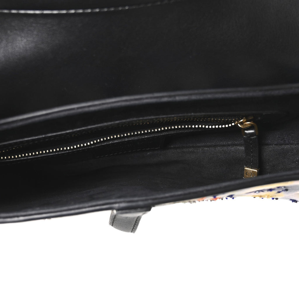 Christian Dior Calfskin Embroidered Kaleidiorscopic Saddle Bag Multicolor