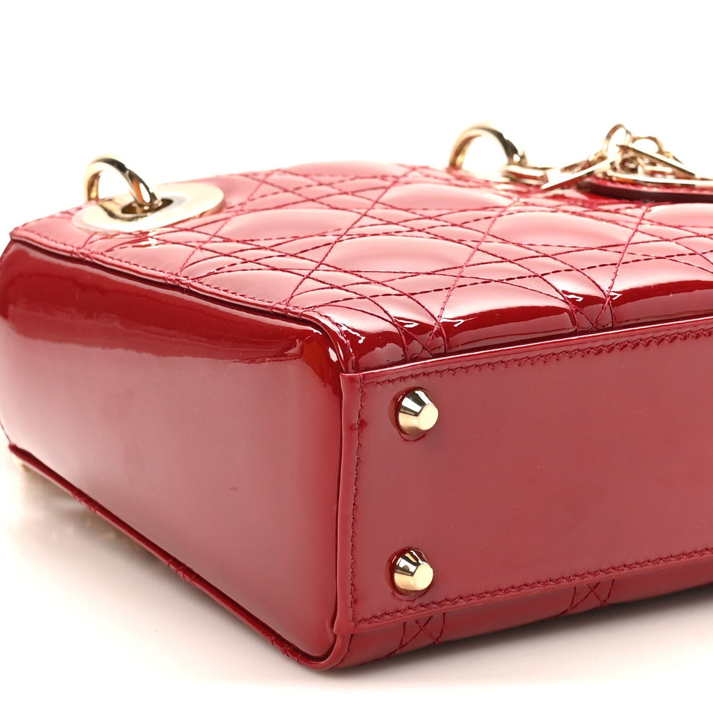 Christian Dior Patent Cannage Mini Lady Dior Red