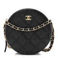 Chanel Caviar Quilted Round Clutch With Chain Black